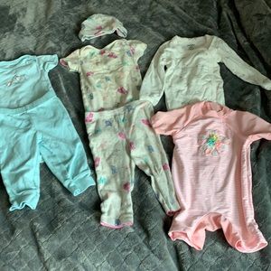 Nice set of clothes. Swim, sleep and play outfits!